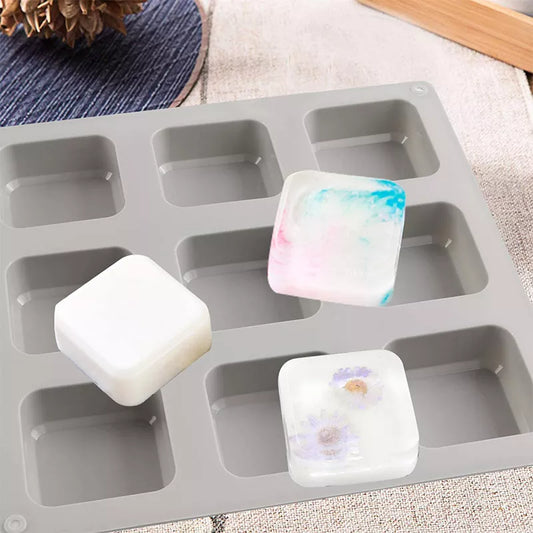 9 Cavity Square Silicone Soap Mold for Soap Making - UG LAND INDIA