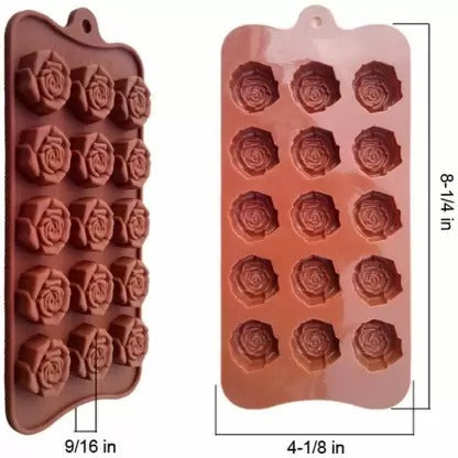 3D 15 Cavity Mini Rose Flower Silicone Chocolate Mould For Cake Pastry Decoration - UG LAND INDIA