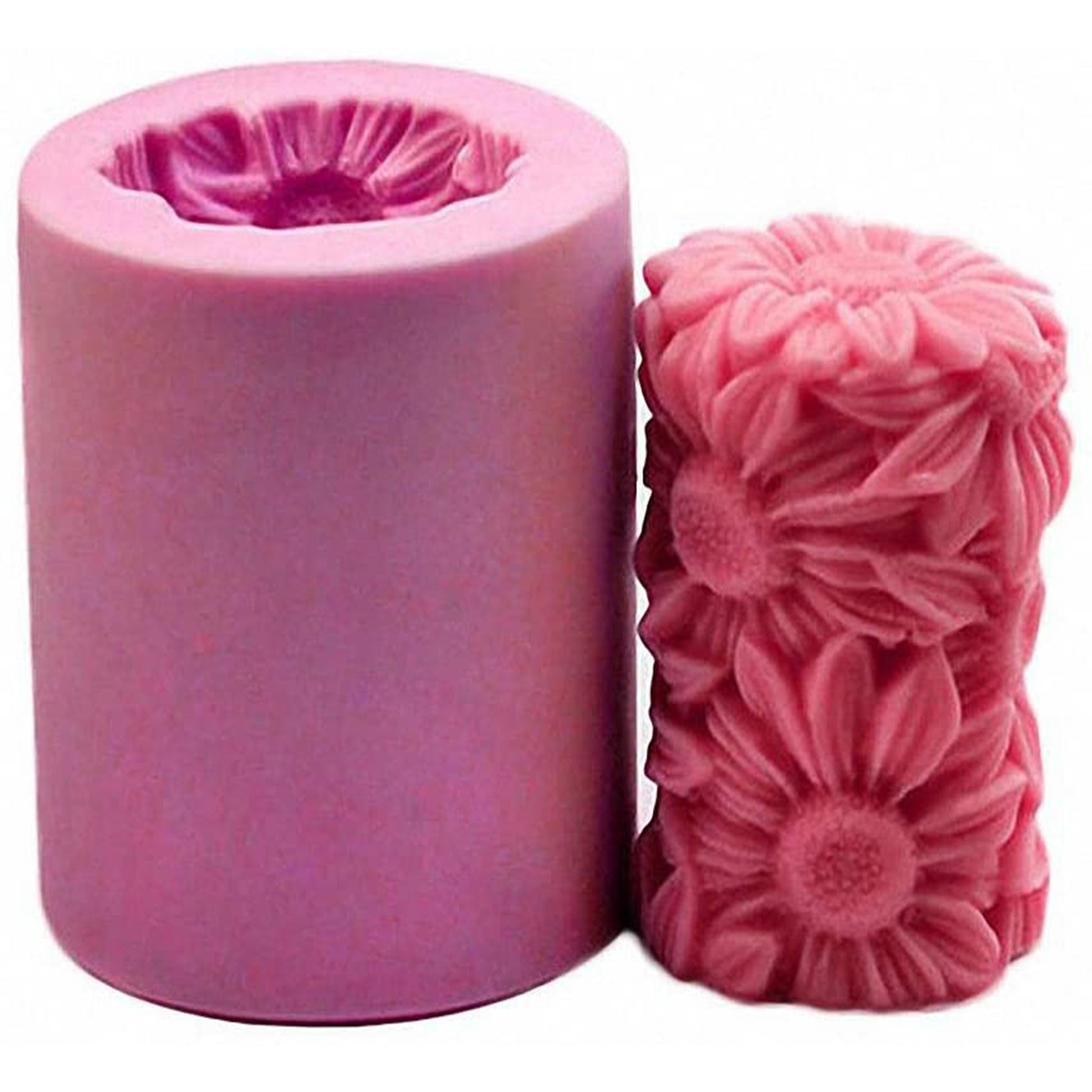 3D Silicone Floral Flower Pillar Candle Mold Sunflower Shape Candle Mould - UG LAND INDIA