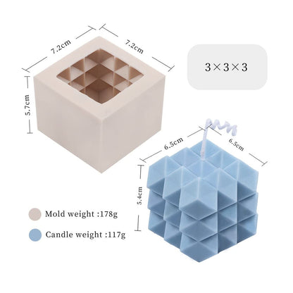 Square Geometric Cube Silicone Candle Silicone Mold Rhombus Design Candle Mold Scented Candle Making Aesthetic Home Decoration - UG LAND INDIA