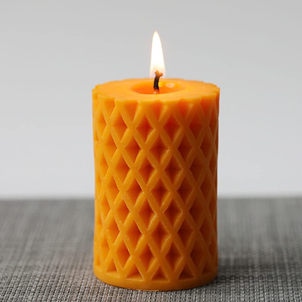 3D Silicone Grid Pattern Cylinder Candle Mould Wax Candle Mold Pillar Candle Mold - UG LAND INDIA