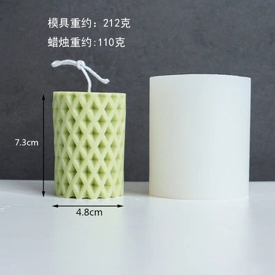 3D Silicone Grid Pattern Cylinder Candle Mould Wax Candle Mold Pillar Candle Mold - UG LAND INDIA