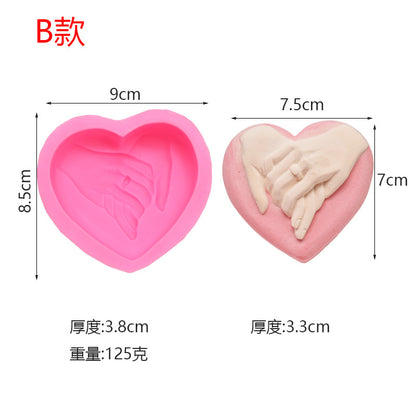 3D Love Handshake Heart Silicone Candle Mold Cold Process Making - UG LAND INDIA