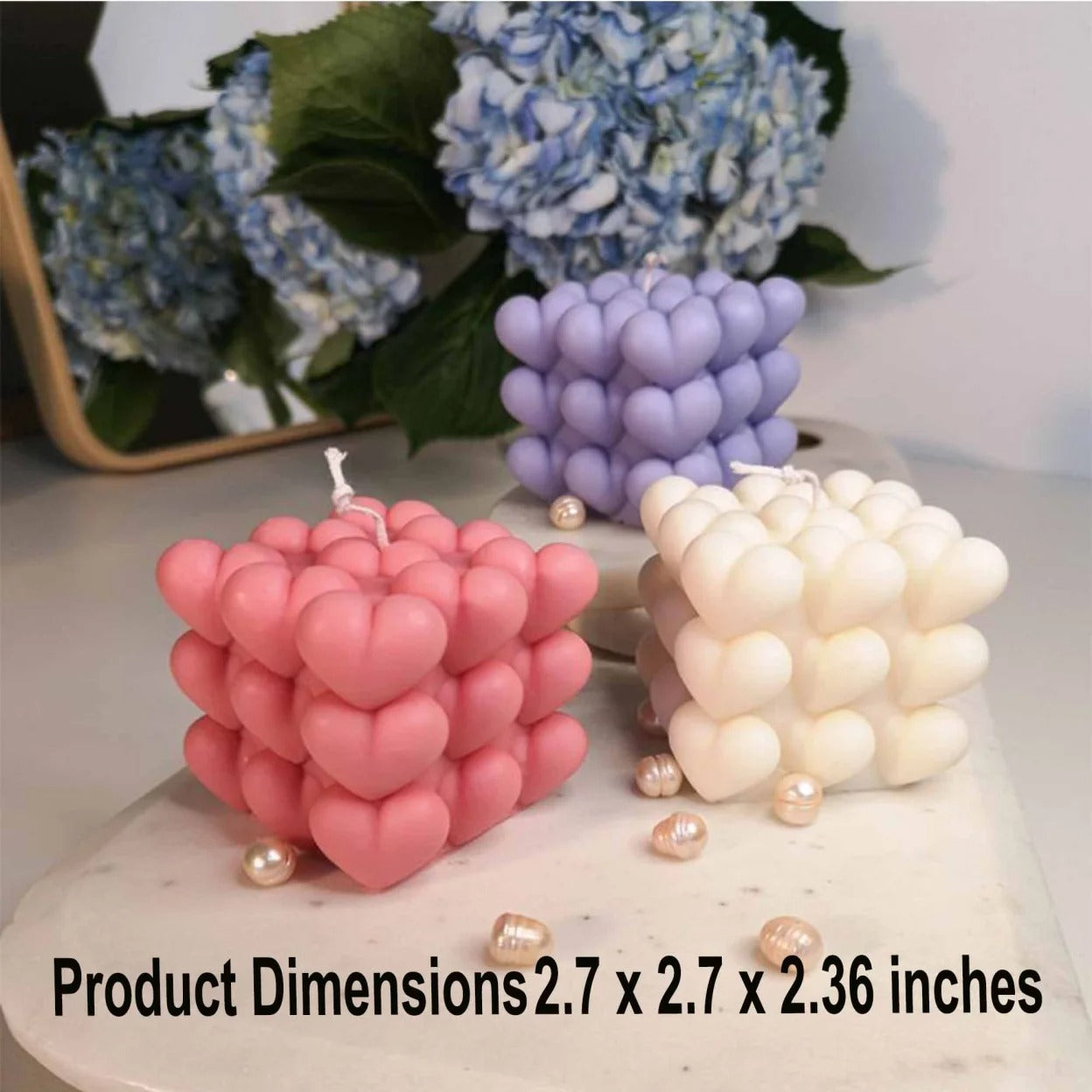 3D Heart Shaped Cube Candle Mold Food Grade Silicone Bubble Candle Mold - UG LAND INDIA