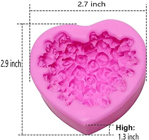 3D Rose Flower Silicone Candle Molds Valentine Heart Shaped DIY Craft Handmade Soap Mold Cake Decoration Mold Art Crafts Mould - UG LAND INDIA