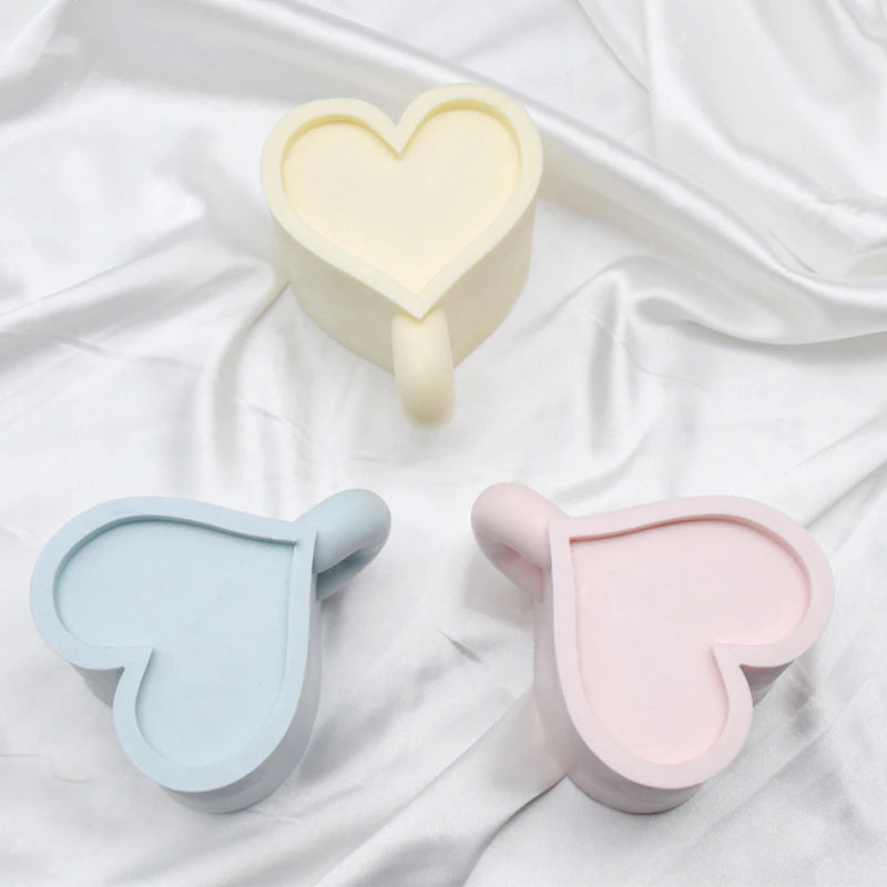 3D Heart Shaped Cup Silicone Candle Mold Wax Mould Soap Mold - UG LAND INDIA