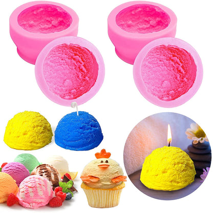 3D Ice Cream Ball Shape Silicone Candle Molds Wax Melted Mold - UG LAND INDIA