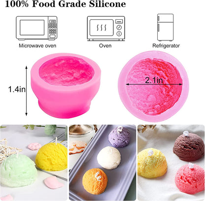 3D Ice Cream Ball Shape Silicone Candle Molds Wax Melted Mold - UG LAND INDIA