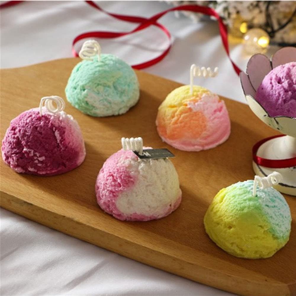 3D Ice Cream Ball Shape Silicone Candle Molds Wax Melted Mold - UG LAND INDIA