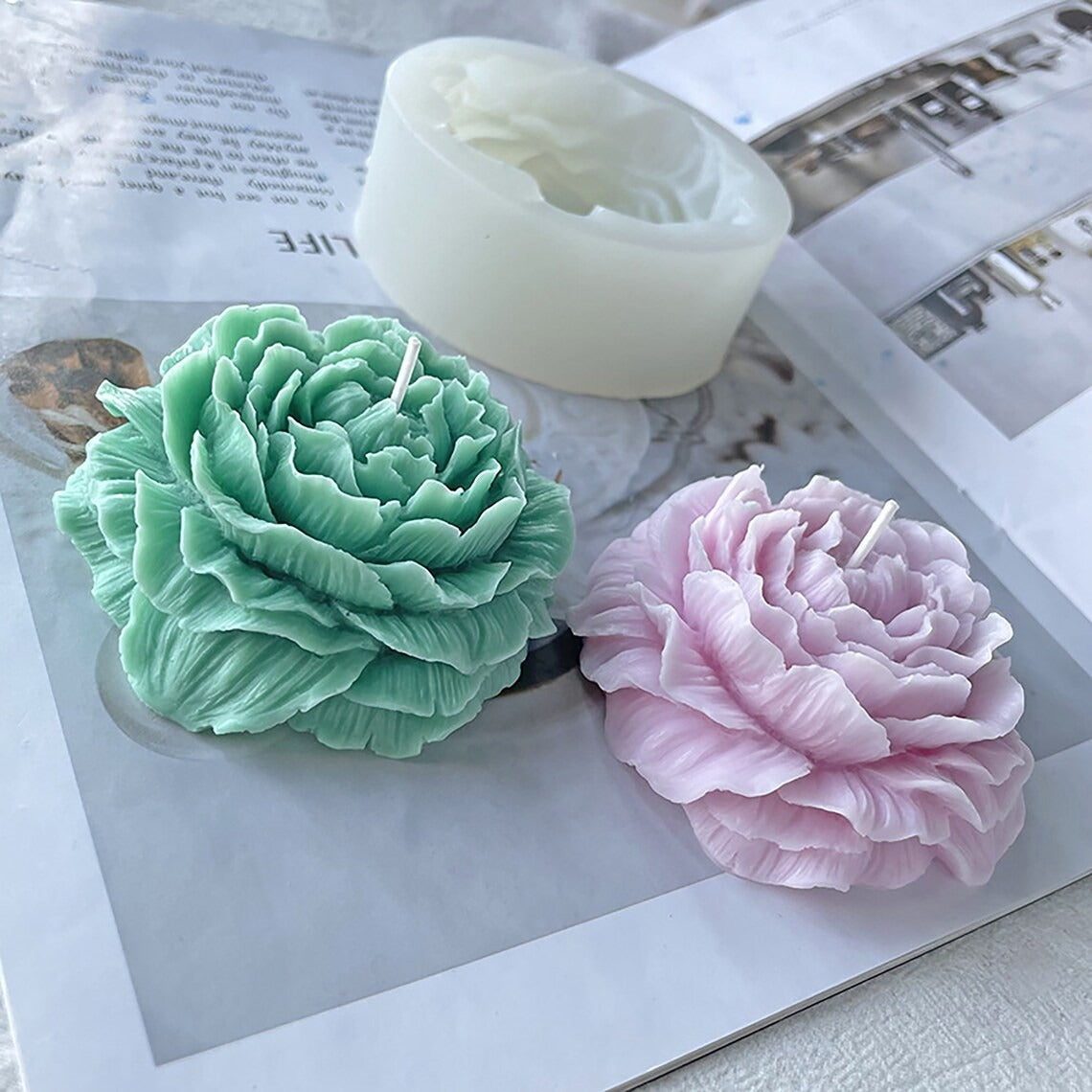 3D Big Peony Silicone Candle Mold Large Peonies Romantic Candle Mould Flower Mould For Candle Soap Resin Wedding Candle Mold - UG LAND INDIA