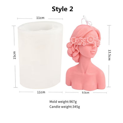 3D Large Half body Girl Candle Mold Beauty Silicone Candles Mould Resin Ornaments Making - UG LAND INDIA