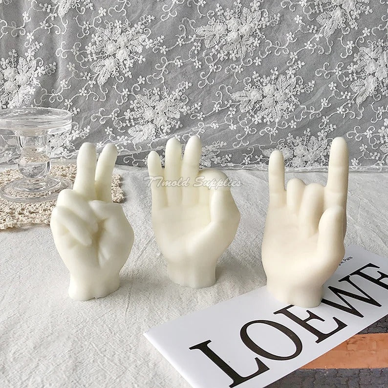 3D Hand Gesture Statue Candle Mold Silicone Soap Mold DIY Craft Art Mould - UG LAND INDIA