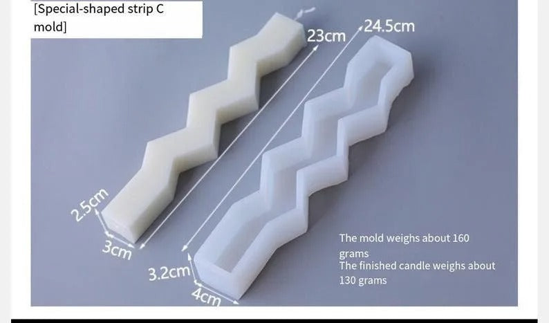 3D Silicone Zig Zag Candle Mould Perfume Candle Making Mold DIY Craft Type C - UG LAND INDIA