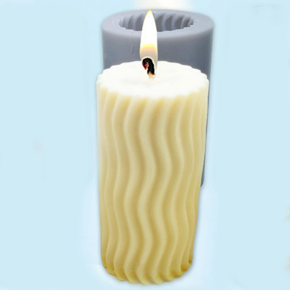 3D Ripple Candle Mold Cylinder Silicone Candle molds for Candle Making Pillar - UG LAND INDIA