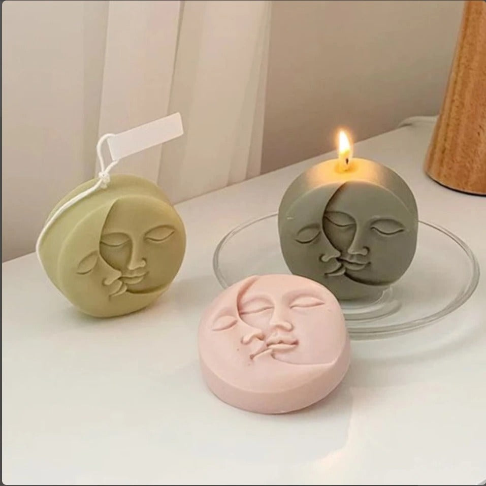 3D Sun and Moon Face Candle Mold Silicone Mold for Handmade Bath Bomb, Lotion Bar - UG LAND INDIA