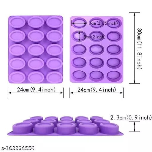 15 Cavity Oval Silicone Soap Molds Chocolate Mould Wax Mold Handmade Flexible Cake Mold Chocolate Mold 3D DIY Soap Mold - UG LAND INDIA