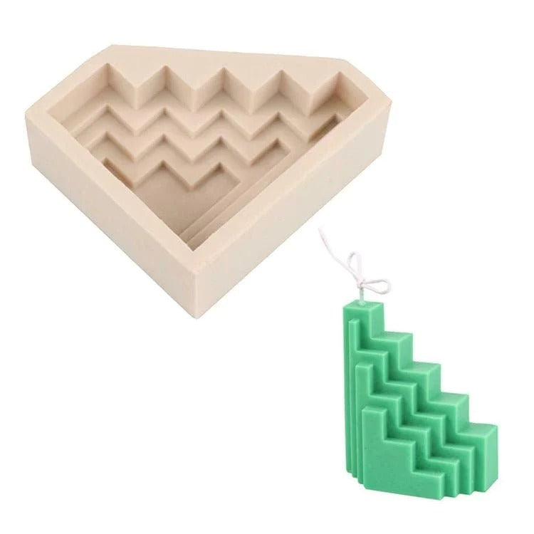 3D Geometric Stairs Shaped silicone candle mold-scented candle mold-home decoration candle molds - UG LAND INDIA