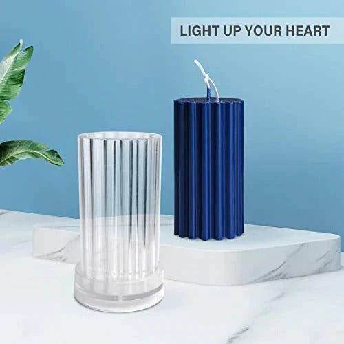 3D Vertical Lines Cylindrical Pillar Candle Polycarbonate Mould Home Decoration - UG LAND INDIA