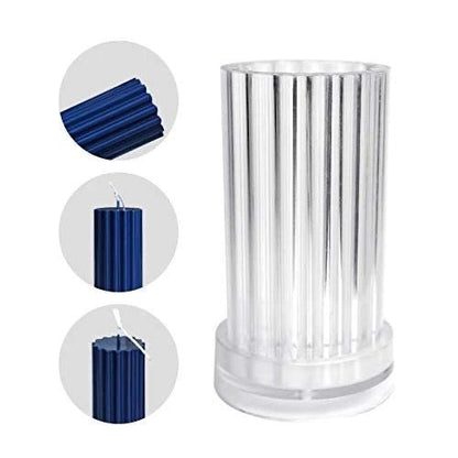 3D Vertical Lines Cylindrical Pillar Candle Polycarbonate Mould Home Decoration - UG LAND INDIA