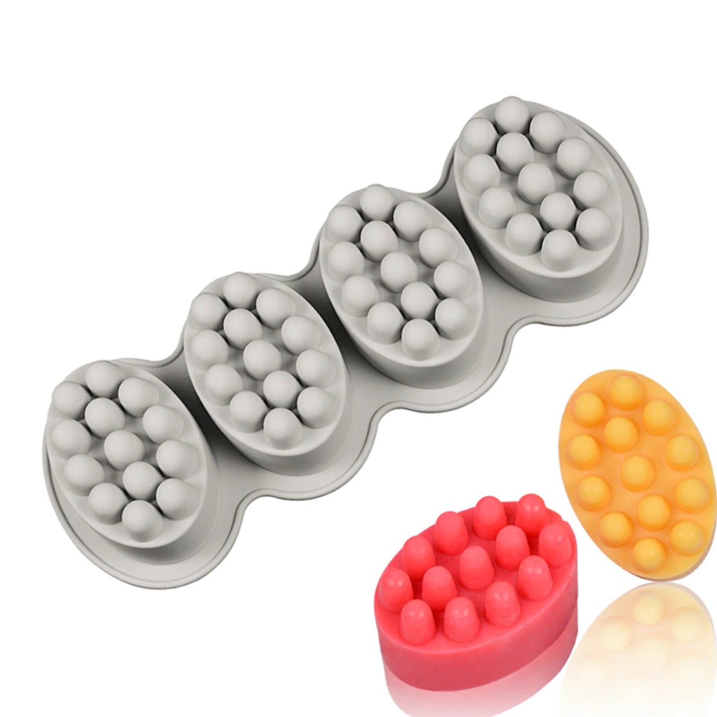 3D 4 Cavity Silicone DIY Massage Bar Handmade Soap Mold, Baking Cake Mousse Pudding Jelly Chocolate Mould Tray - UG LAND INDIA