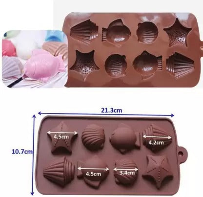 3D 8 Cavity Melting Chocolate Silicone Molds Shapes for DIY Gift Star Fish Shape Flowers - UG LAND INDIA