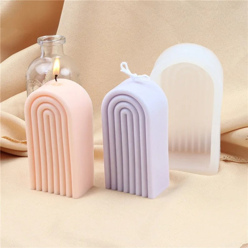 Geometric Rainbow Candle Mold Striped U Shaped Silicone Mold Simple Lines Plaster Epoxy Molds - UG LAND INDIA