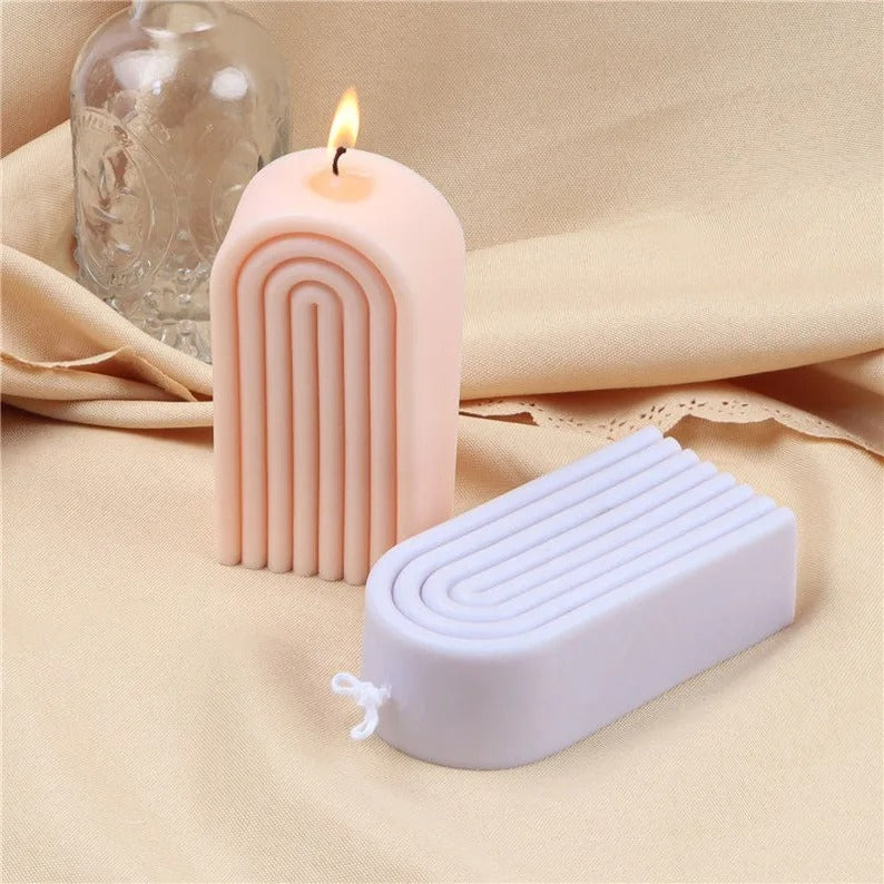 Geometric Rainbow Candle Mold Striped U Shaped Silicone Mold Simple Lines Plaster Epoxy Molds - UG LAND INDIA