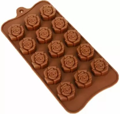 3D 15 Cavity Mini Rose Flower Silicone Chocolate Mould For Cake Pastry Decoration - UG LAND INDIA