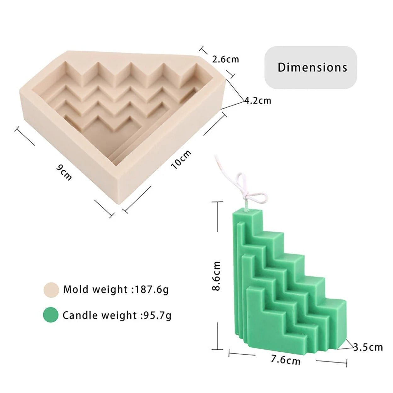 3D Geometric Stairs Shaped silicone candle mold-scented candle mold-home decoration candle molds - UG LAND INDIA