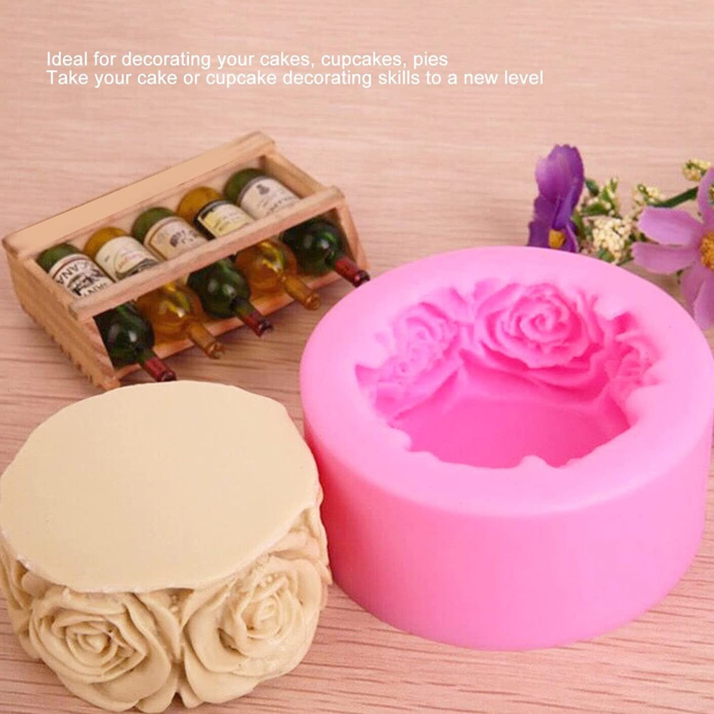 3D Rose Border Circle Shape Candle Mould, Wax Mold - UG LAND INDIA