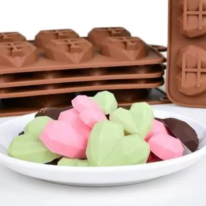 3D 15 Cavity heart Diamond Silicone Chocolate Mould Mini Heart Candies - UG LAND INDIA