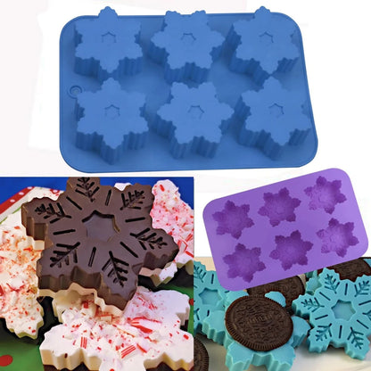 3D 6 Cavity Snowflake Silicone Candle Mold,Homemade Craft Making Mould - UG LAND INDIA