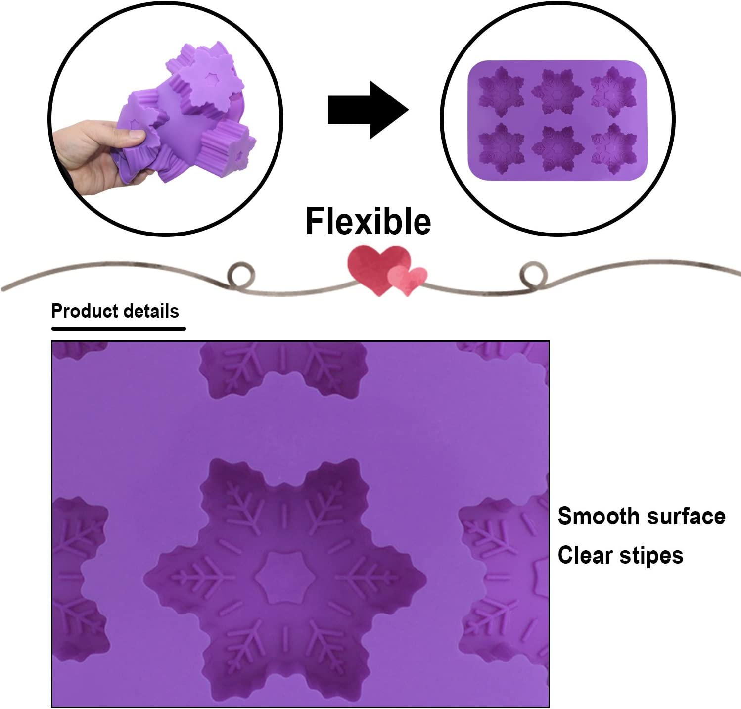 3D 6 Cavity Snowflake Silicone Candle Mold,Homemade Craft Making Mould - UG LAND INDIA