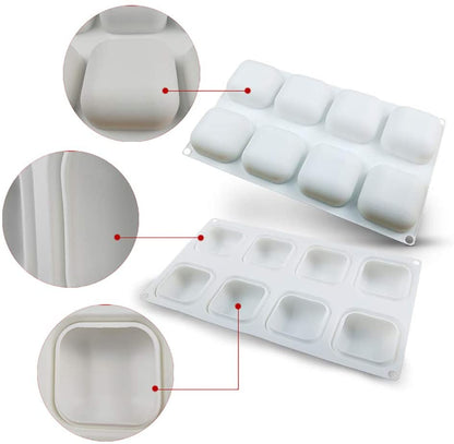 4D 8 Cavity Silicone Mold for Baking Heart Diamond Square Silicone Cake Mold Chocolate Mold - UG LAND INDIA