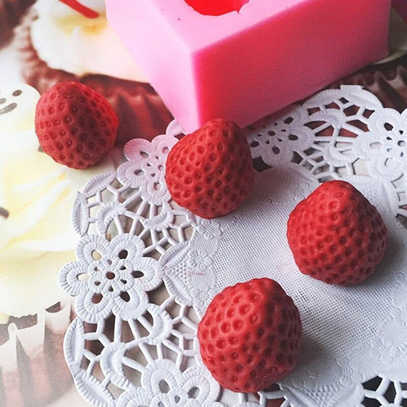 3D Strawberry Shape Aromatherapy Candle Molds Simulation Food Silicone Mold - UG LAND INDIA