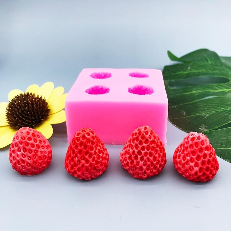 3D Strawberry Shape Aromatherapy Candle Molds Simulation Food Silicone Mold - UG LAND INDIA