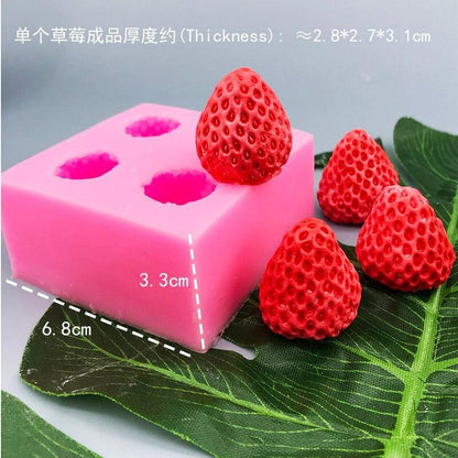 3D Strawberry Shape Aromatherapy Candle Molds Simulation Food Silicone Mold - UG LAND INDIA