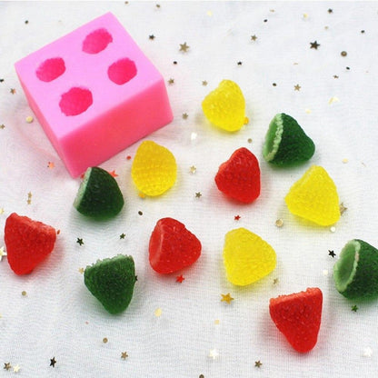 3D Strawberry Shape Aromatherapy Candle Molds Simulation Food Silicone Mold - UG LAND INDIA