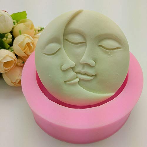 3D Sun Moon Face Silicone Candle Mold for Handmade Decorating Designer Aromapathy Candle - UG LAND INDIA