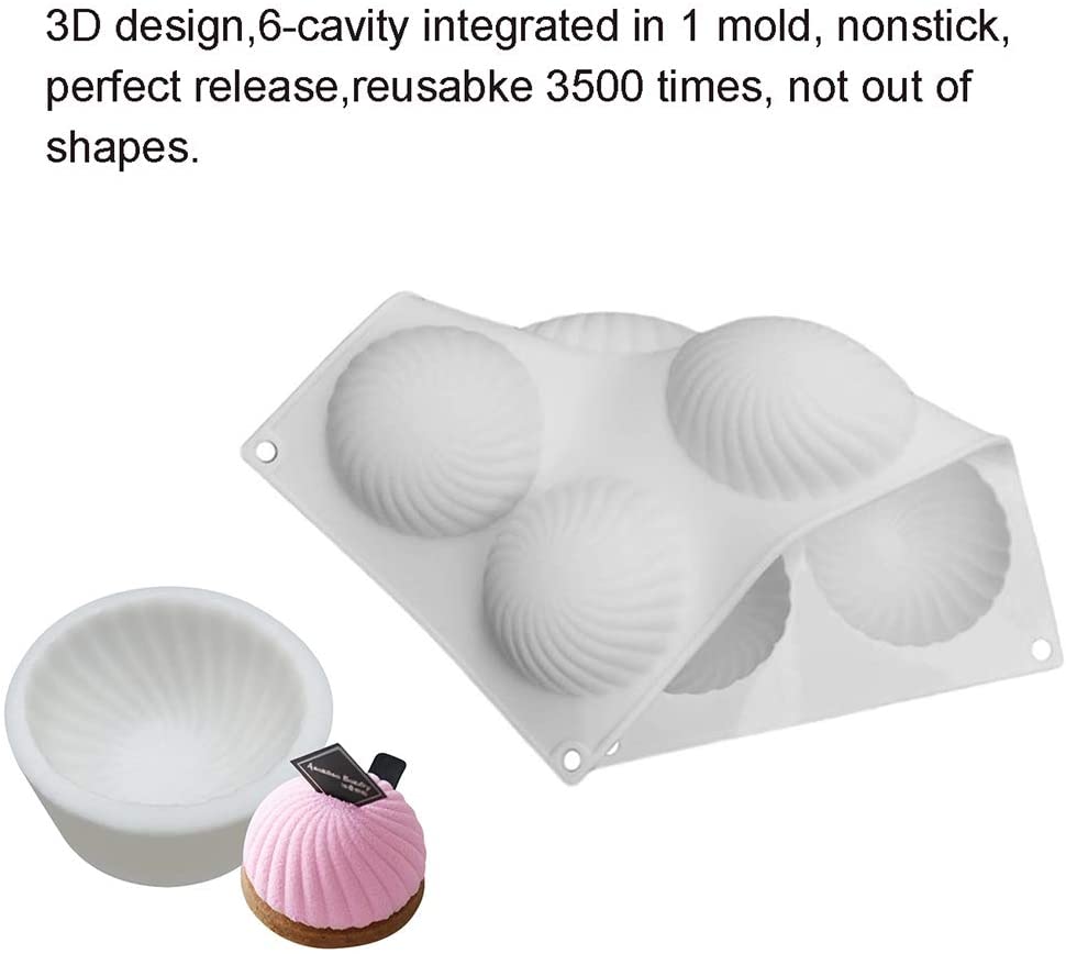 3D 6 Cavity Half Swril Sphere Designer Entremet Mould - UG LAND INDIA