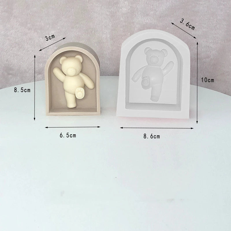 3D Teddy Frame Cute Bear Candle Silicone Mold Arch Teddy Silicone Mould - UG LAND INDIA