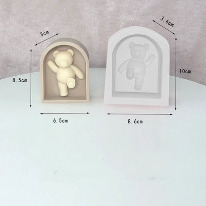 3D Teddy Frame Cute Bear Candle Silicone Mold Arch Teddy Silicone Mould - UG LAND INDIA