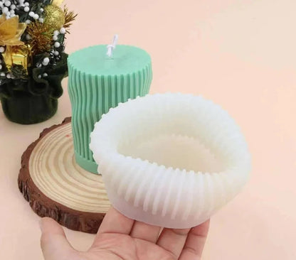 3D Cylinder Candle Mould Twisted Wave Stripes Silicone Moulds Pillar Candle - UG LAND INDIA