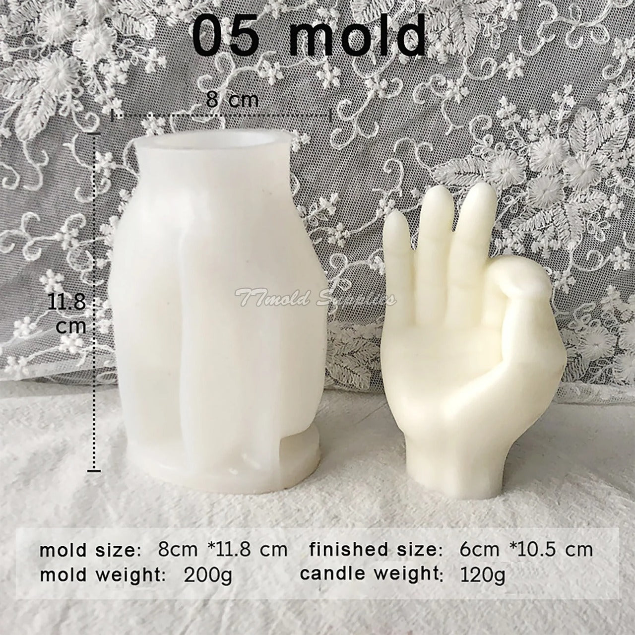 3D Finger Candle Silicone Mold, Ok Hand Gesture Plaster Mold, Victory Finger Cement Mold - UG LAND INDIA